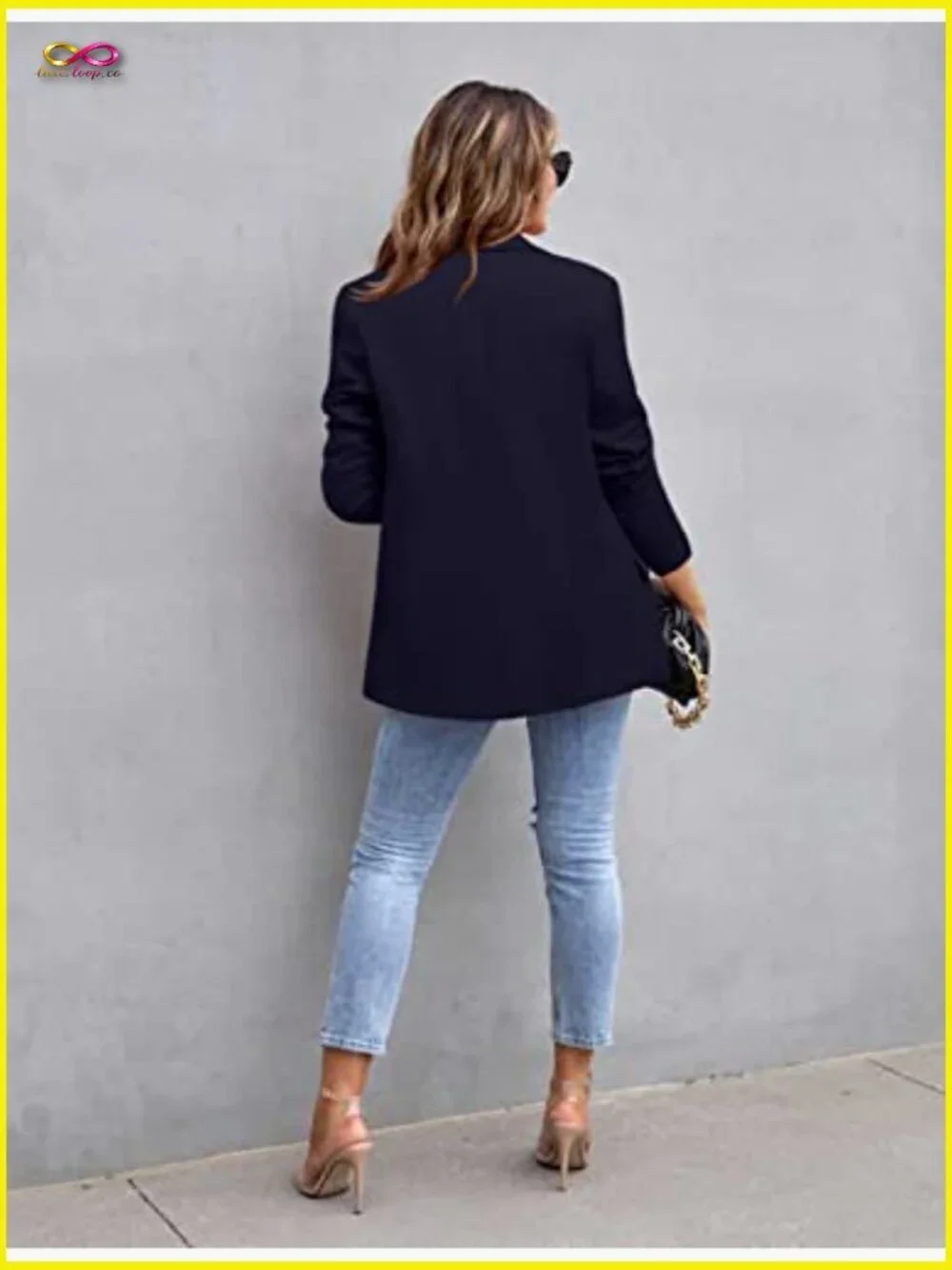 Long Sleeve Open Front Blazer Lightweight Work Office Casual Chic